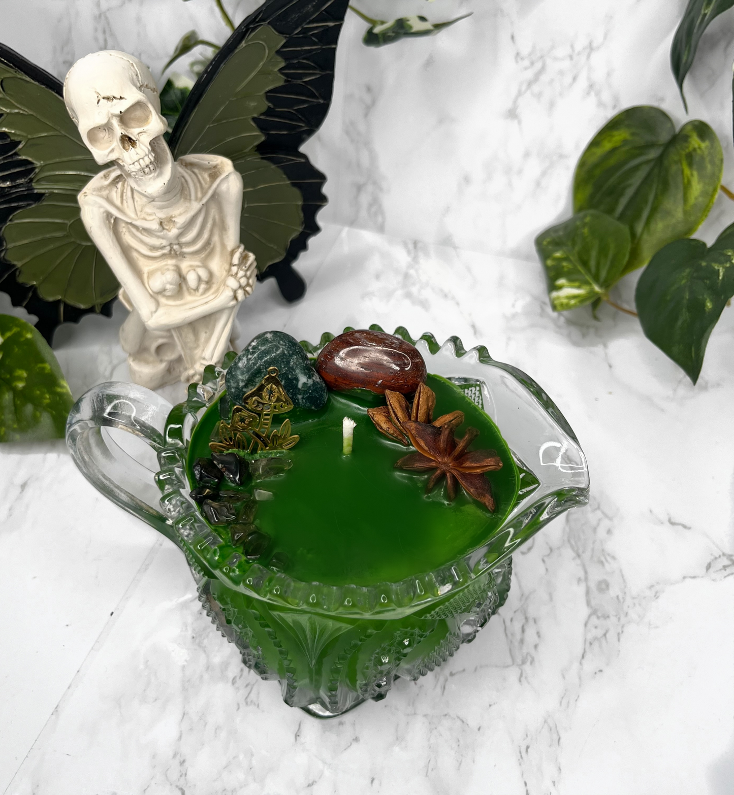 Grounding Green Witch Crystal Vessel Candle